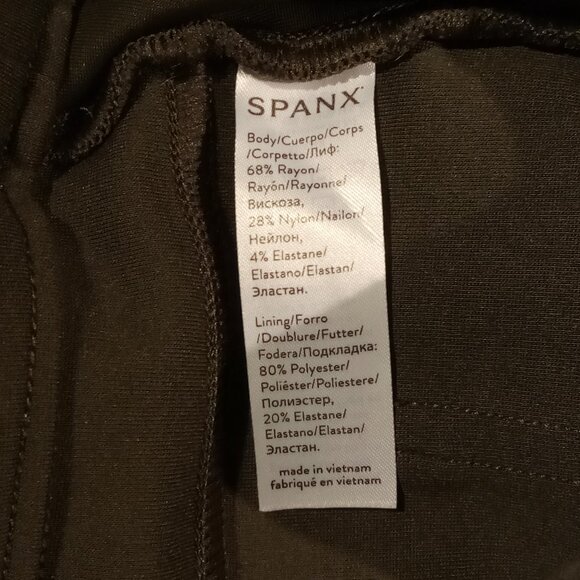 SPANX Pants Large Olive Green Style 20214R Ponte Ankle Pull-On Pockets EUC - Picture 10 of 11